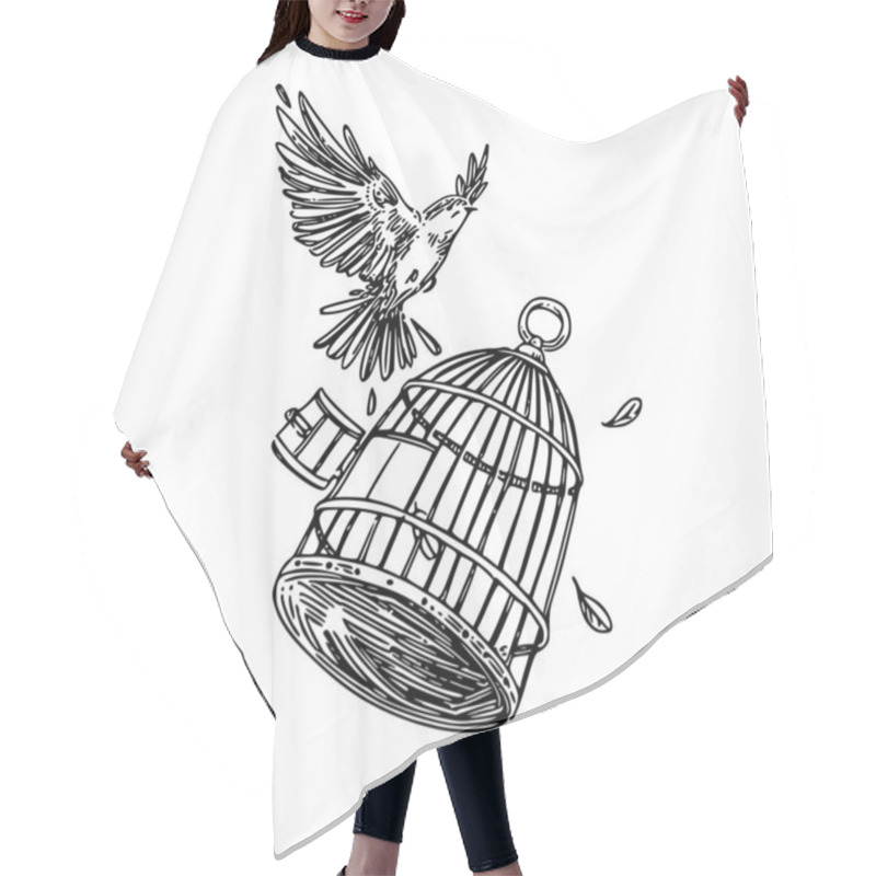 Personality  Bird Flying Out Of The Cage.  Hair Cutting Cape