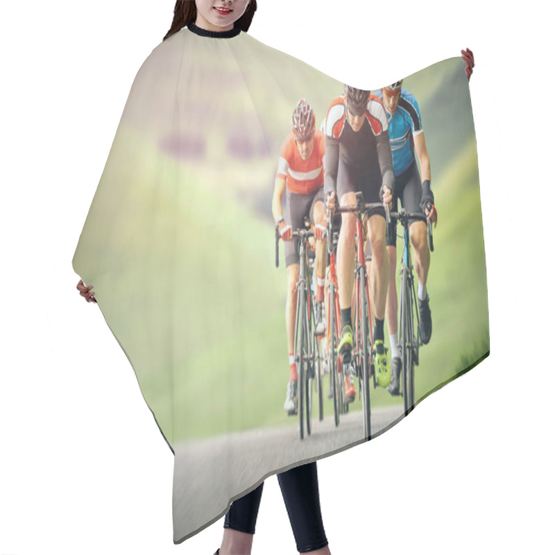 Personality  Cyclists Out Racing Along Country Lanes  Hair Cutting Cape