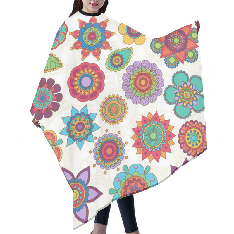 Personality  Vector Collection Of Doodle Style Flowers Or Mandalas Hair Cutting Cape