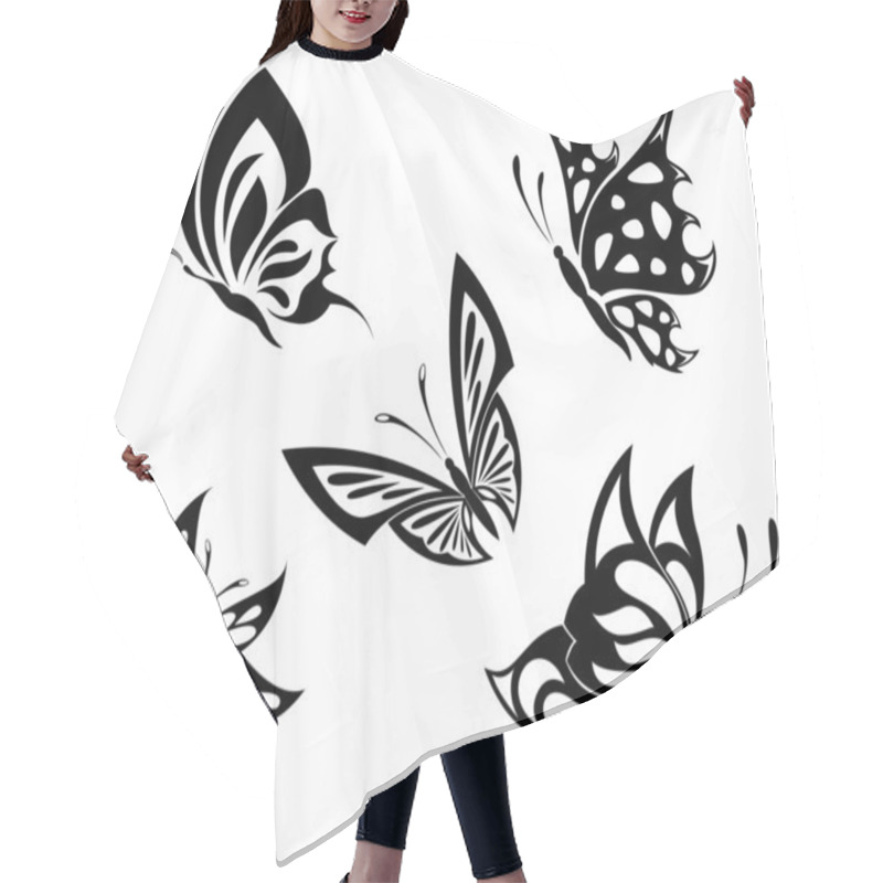 Personality  Set Black White Butterflies Of A Tattoo Hair Cutting Cape