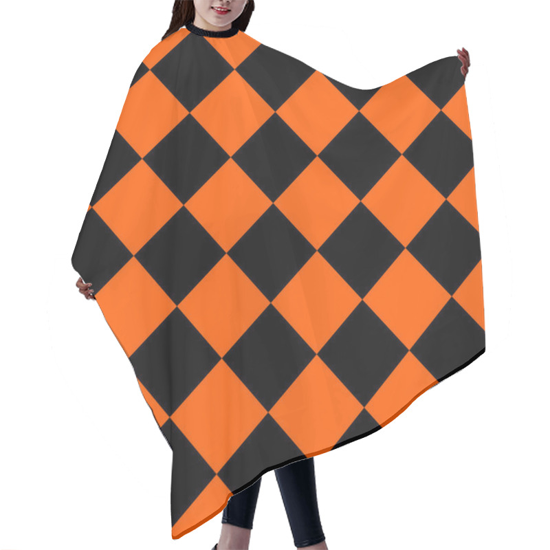 Personality  Pattern Of Black And Orange Rhombuses Hair Cutting Cape