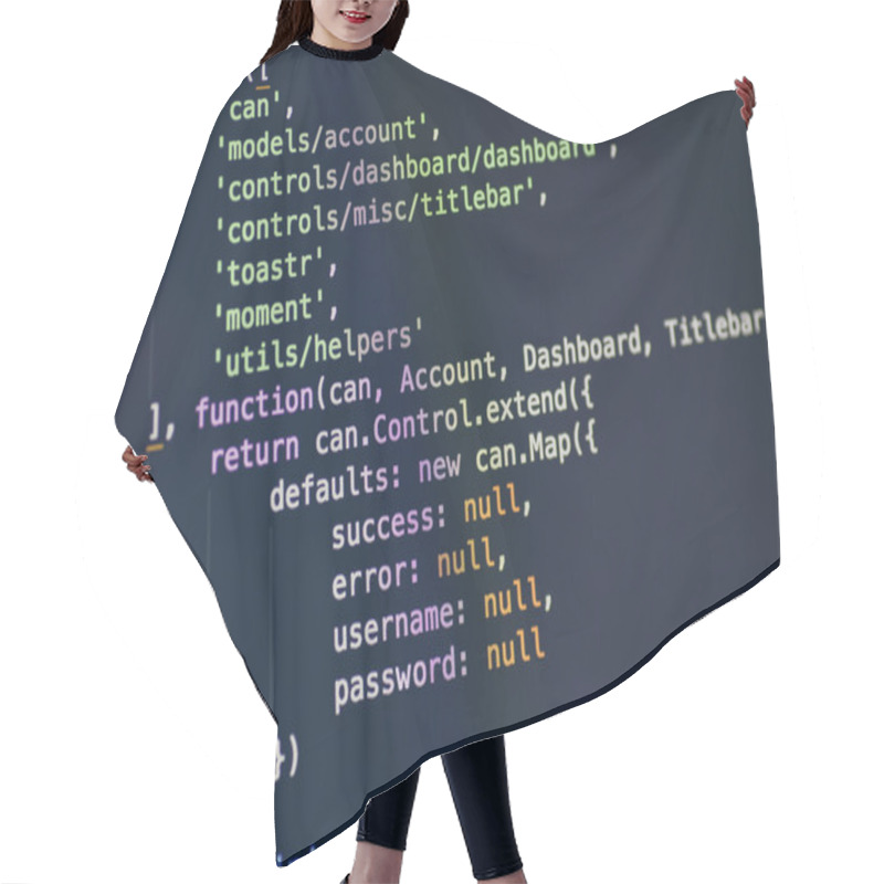 Personality  Javascript Code On Computer Screen Hair Cutting Cape