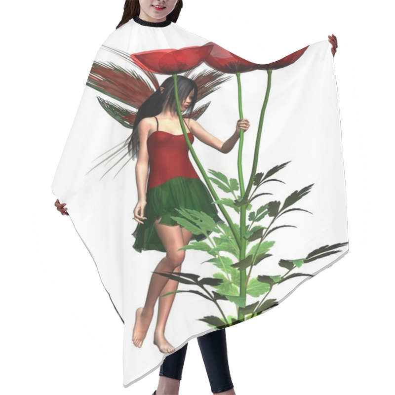 Personality  Red Poppy Fairy Hair Cutting Cape