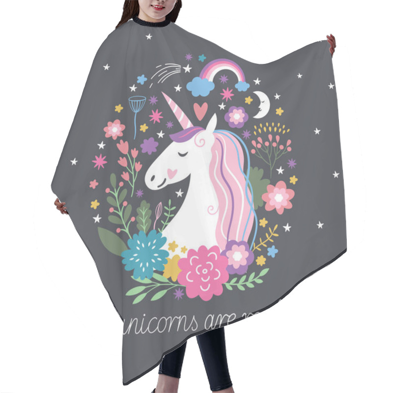 Personality  Unicorn Fairy Tale Background Hair Cutting Cape