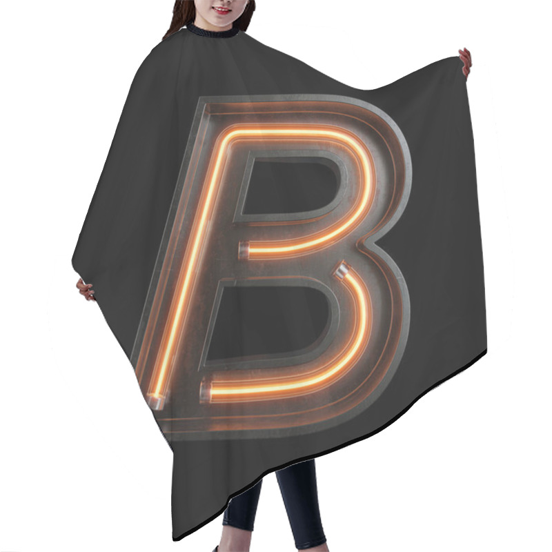 Personality  Neon Light Alphabet B With Clipping Path. 3D Illustration Hair Cutting Cape