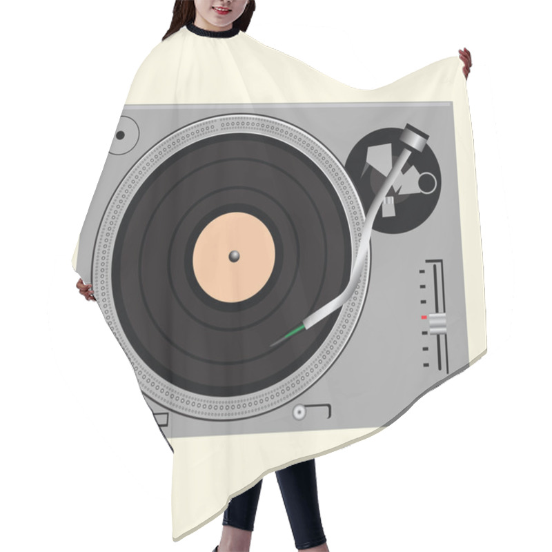 Personality  Vinyl Record On Turntable Hair Cutting Cape