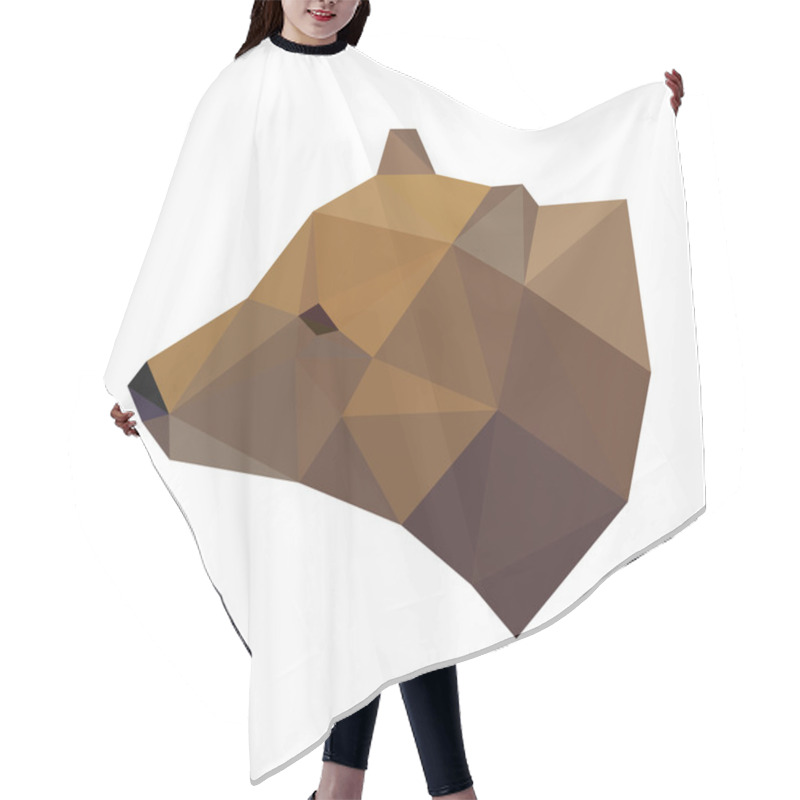 Personality  Abstract Polygonal Geometric Triangle Bear Head Isolated On White Background For Use In Design Hair Cutting Cape