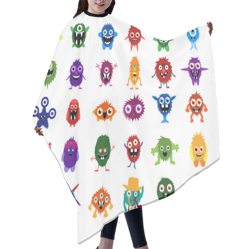 Personality  Cute Monsters. Big Set Of Cartoon Monsters Hair Cutting Cape