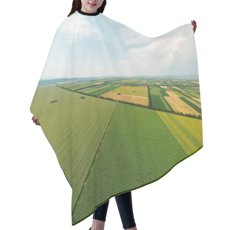 Personality  Top View Aerial View Of Agricultural Fields. Hair Cutting Cape