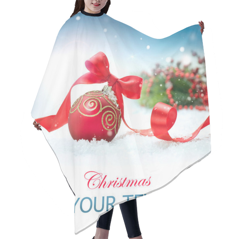 Personality  Christmas Holiday Background With Decorations And Snowflakes Hair Cutting Cape