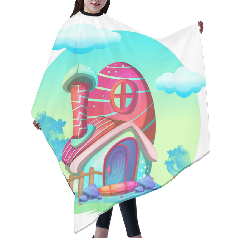 Personality  Mushroom Houses In The Garden Illustration - Vector Hair Cutting Cape