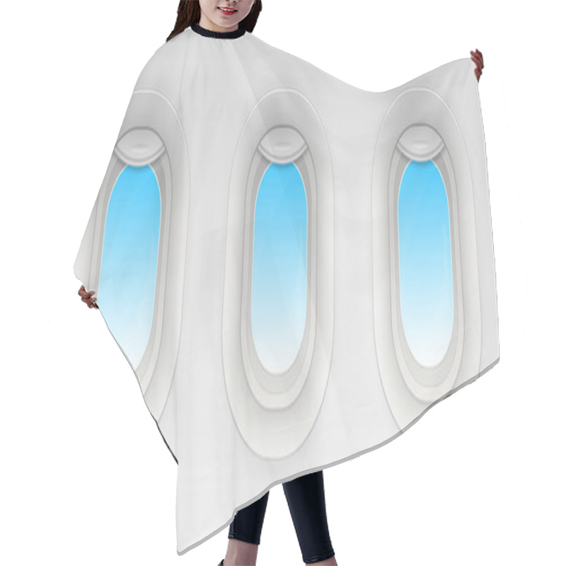 Personality  Creative Vector Illustration Of Flight Airplane Window, Blank Plane Portholes Isolated On Transparent Background. Art Design Aircraft Open And Closed Illuminator. Abstract Concept Graphic Element Hair Cutting Cape