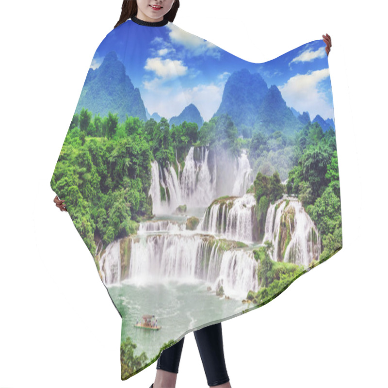 Personality  Landscape With Waterfall In China, Asia Hair Cutting Cape