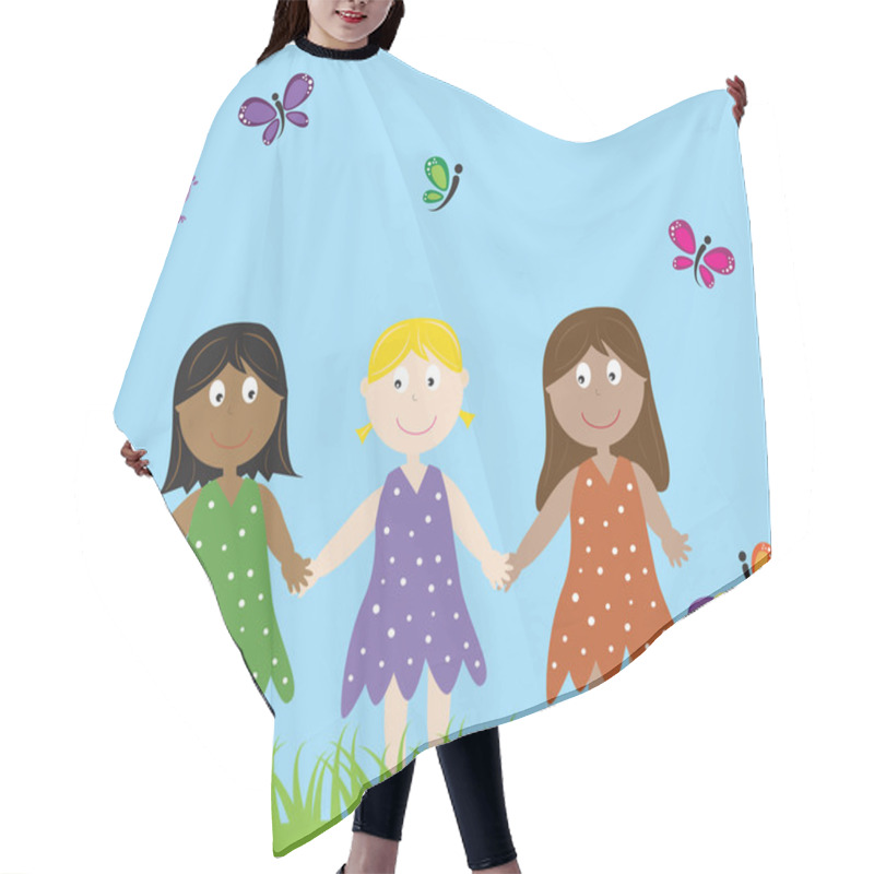 Personality  Friends Holding Hands Hair Cutting Cape