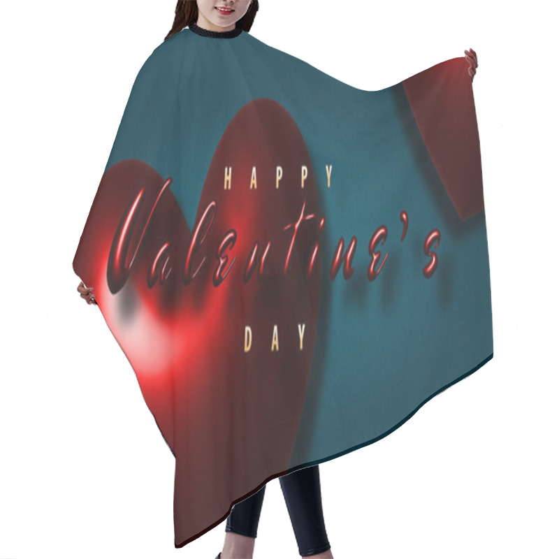 Personality  Red Heart Illustration With Golden Text Celebrating Valentine's Day Special Occasion Hair Cutting Cape