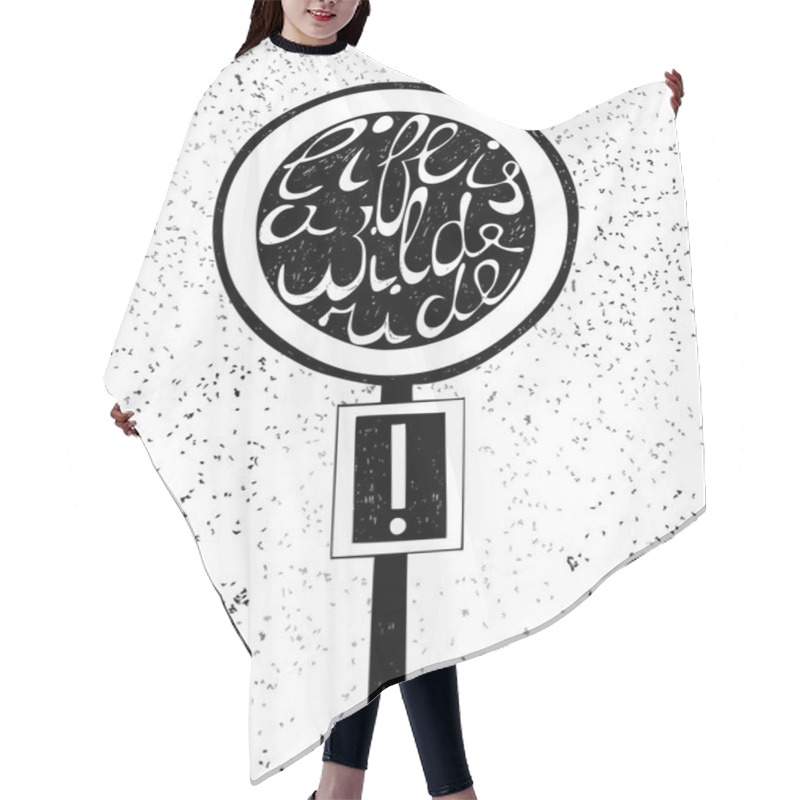 Personality  Illustration Of Road Sign Silhouette Hair Cutting Cape