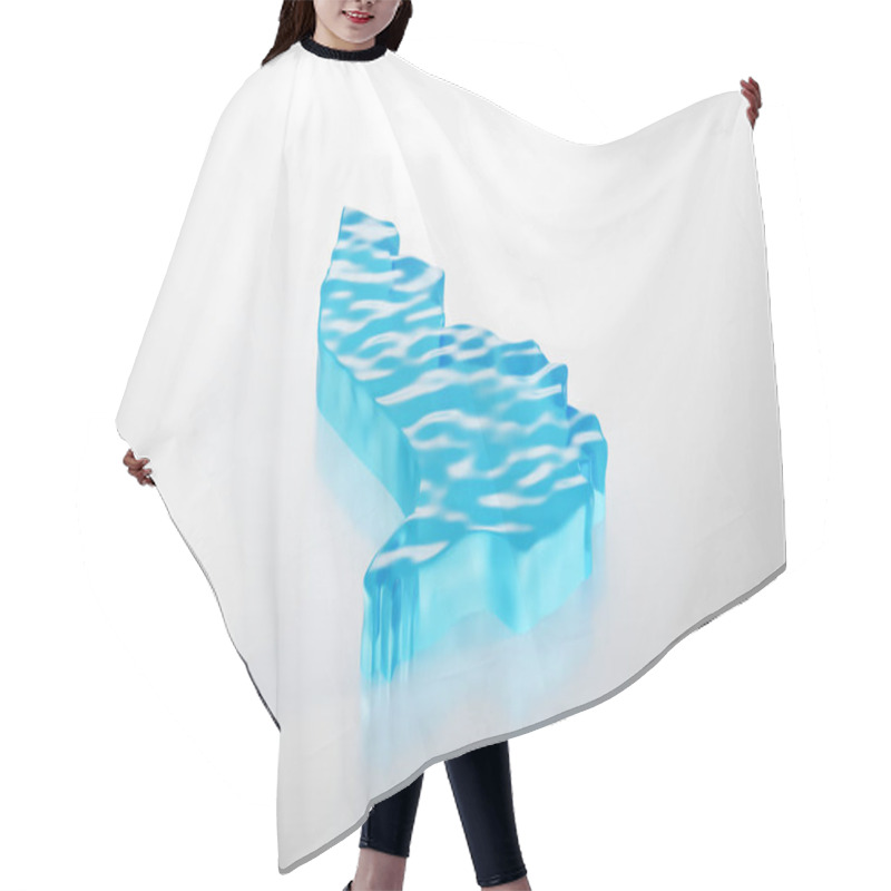 Personality  Liechtenstein Water Ice Map Global Warming Melting Glacier In Deep Ocean Blue Water 3d Illustration Hair Cutting Cape