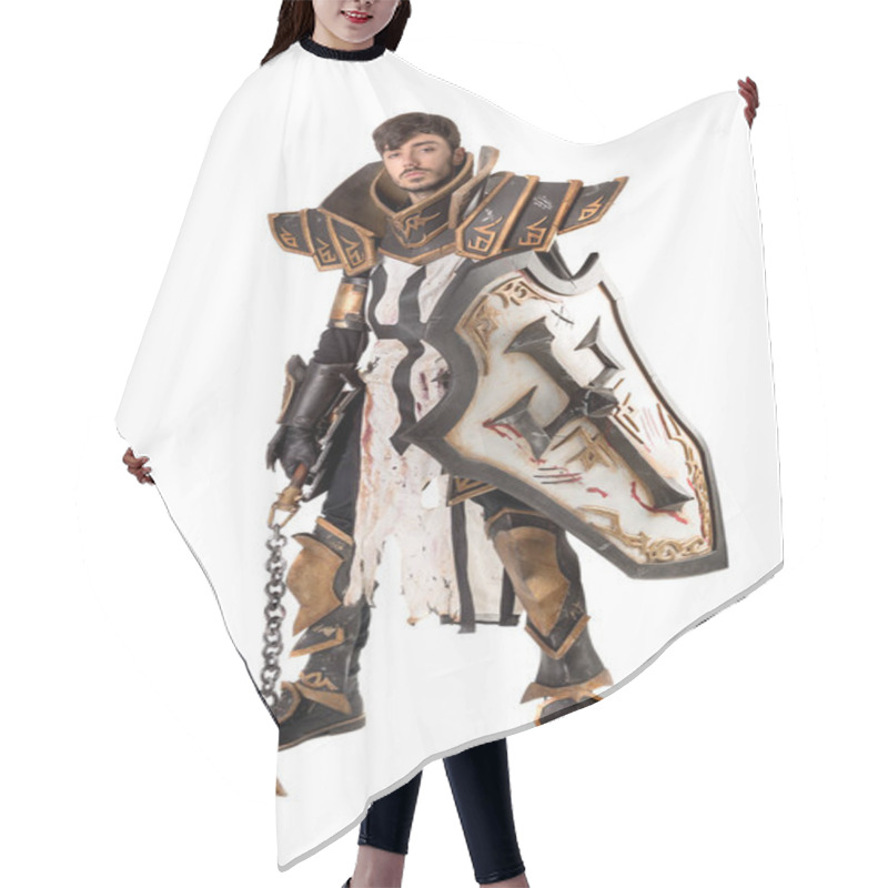 Personality  Young Man Cosplaying With Fantasy Knight Costume Hair Cutting Cape