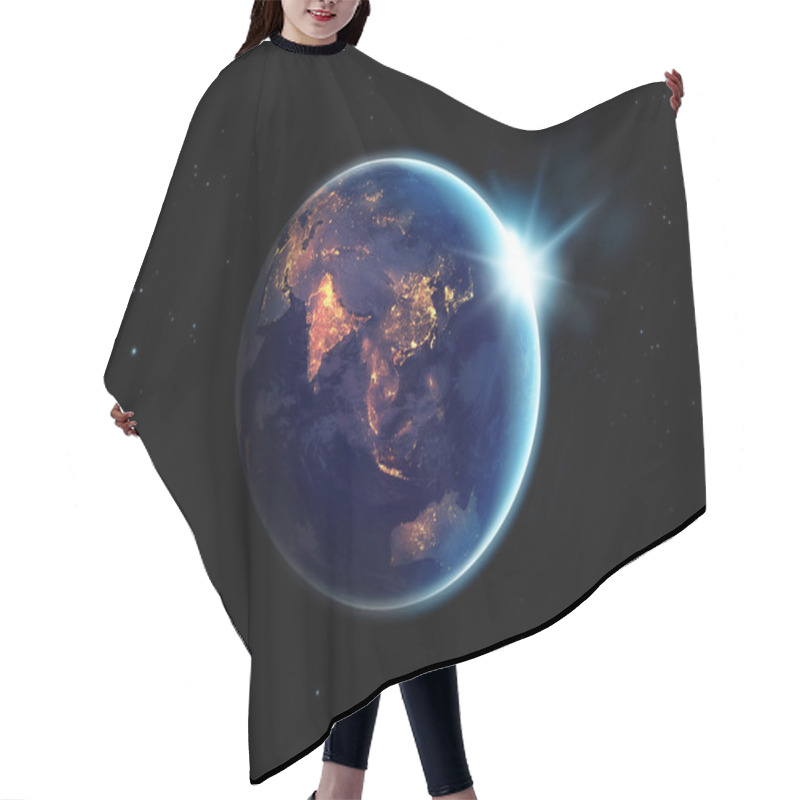 Personality  City Lights At Night In Planet Earth With With Sun Rising Hair Cutting Cape