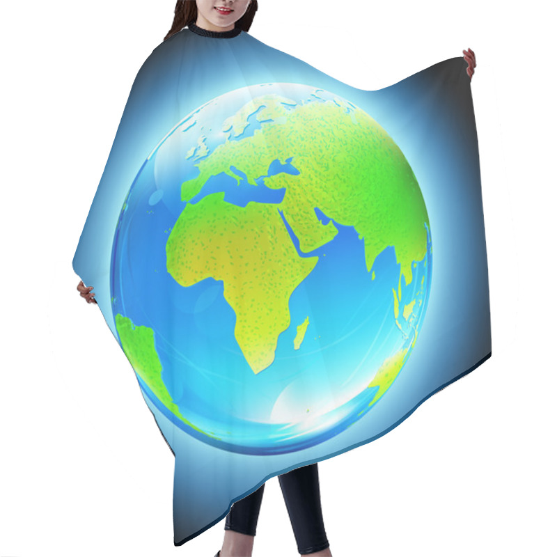 Personality  Glossy Earth Map Globe Hair Cutting Cape