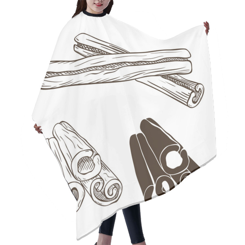 Personality  Silhouettes Of Cinnamon Sticks Hair Cutting Cape