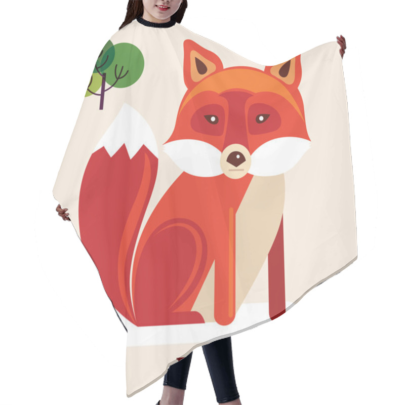 Personality  Illustration With Cute Fox Hair Cutting Cape