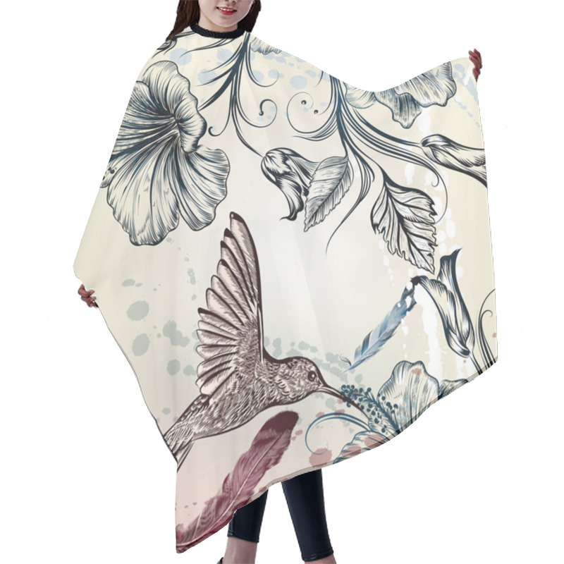 Personality  Vector Back Or Pattern With Birds And Flowers Hair Cutting Cape