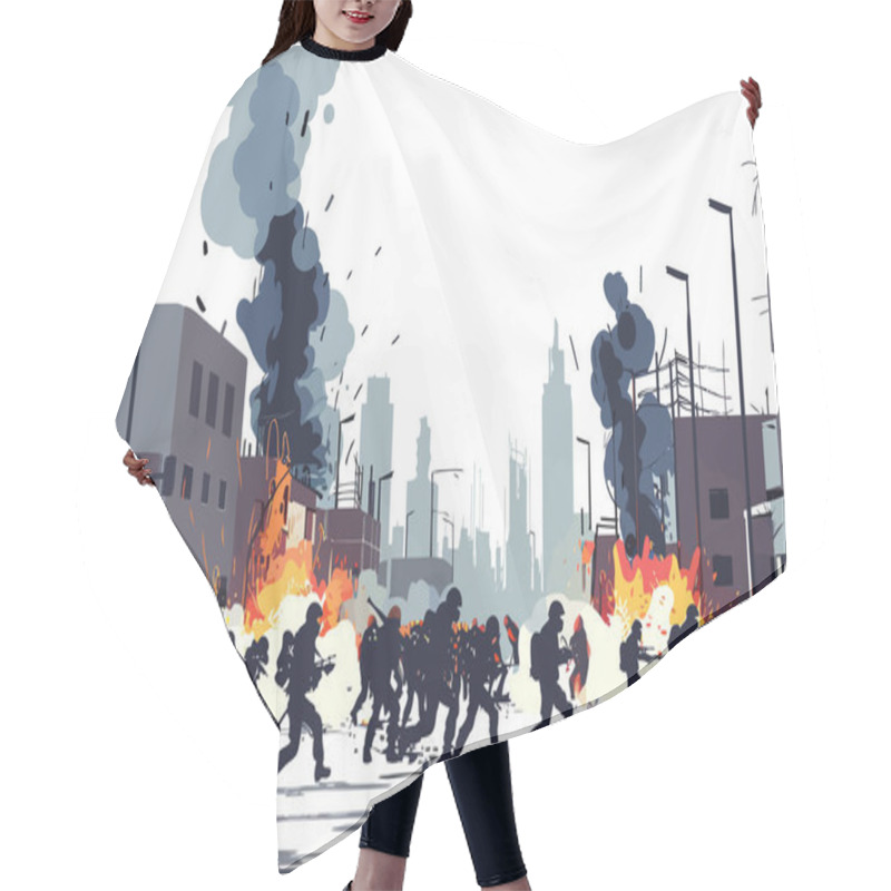 Personality  Riots On Street Stock Image Isolated Vector Style Hair Cutting Cape