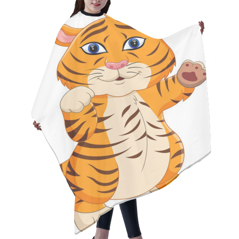 Personality  Illustration Of Cute Baby Tiger Cartoon Hair Cutting Cape