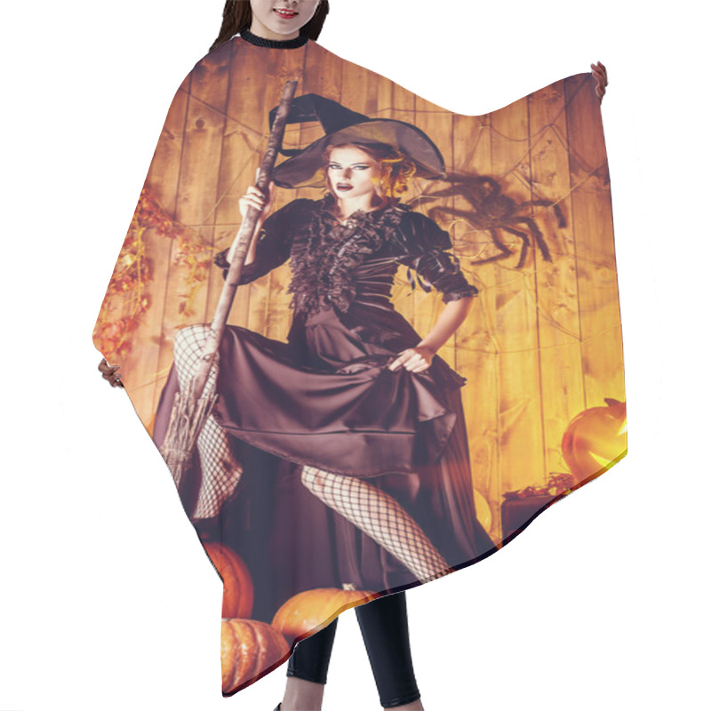 Personality  Elegant Witch With Broomstick Hair Cutting Cape