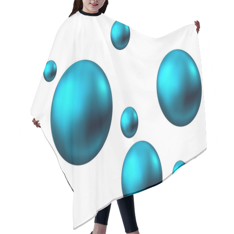 Personality  Sparkling Oxygen Or Water Blue  Bubbles On White  Background.  Hair Cutting Cape