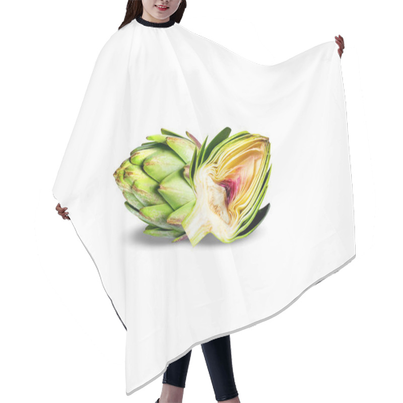 Personality  Globe Artichoke Or Cynara Cardunculus Fruits On Isolated White Background Hair Cutting Cape