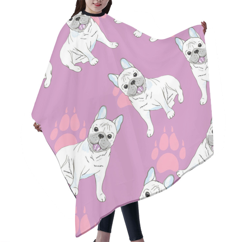 Personality  Bulldogs Seamless Pattern Hair Cutting Cape