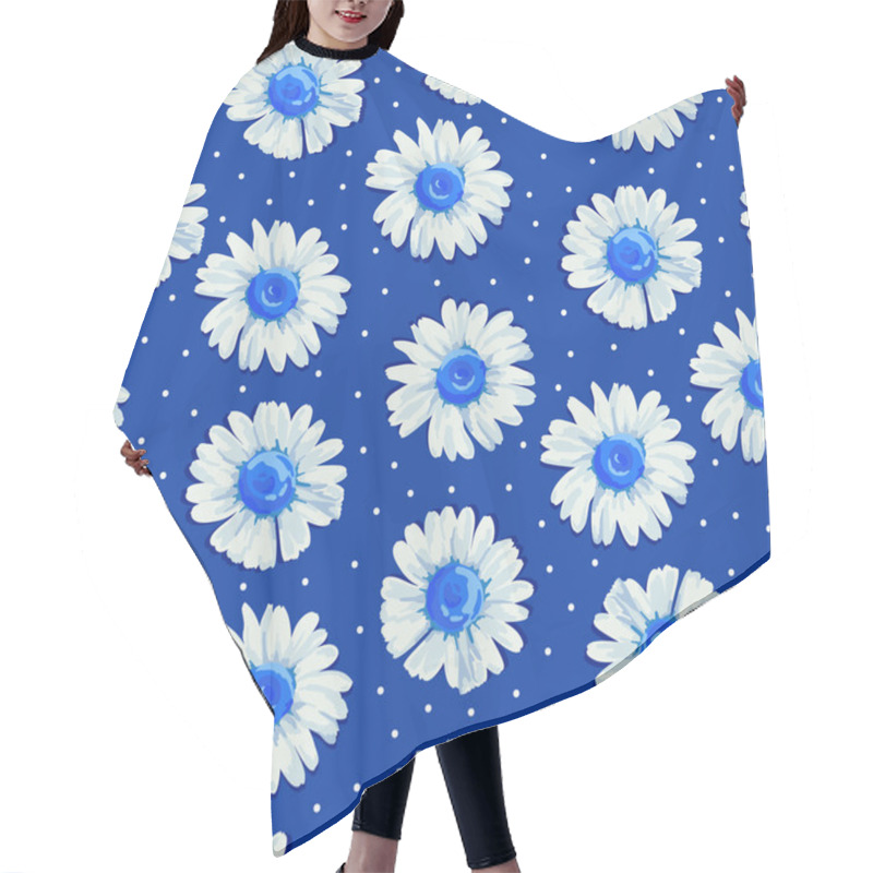 Personality  Background With Daisies Flowers. Hair Cutting Cape