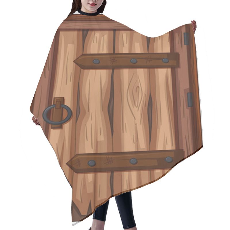 Personality  Wooden Door With Bad Condition Hair Cutting Cape