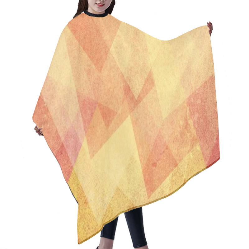 Personality  Abstract Background With Layers Of Textured Transparent Shapes In Red Orange And Yellow Design, Geometric Layout Hair Cutting Cape