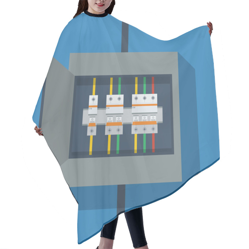 Personality  Flat Vector, Circuit Breakers On Switchboard  Hair Cutting Cape