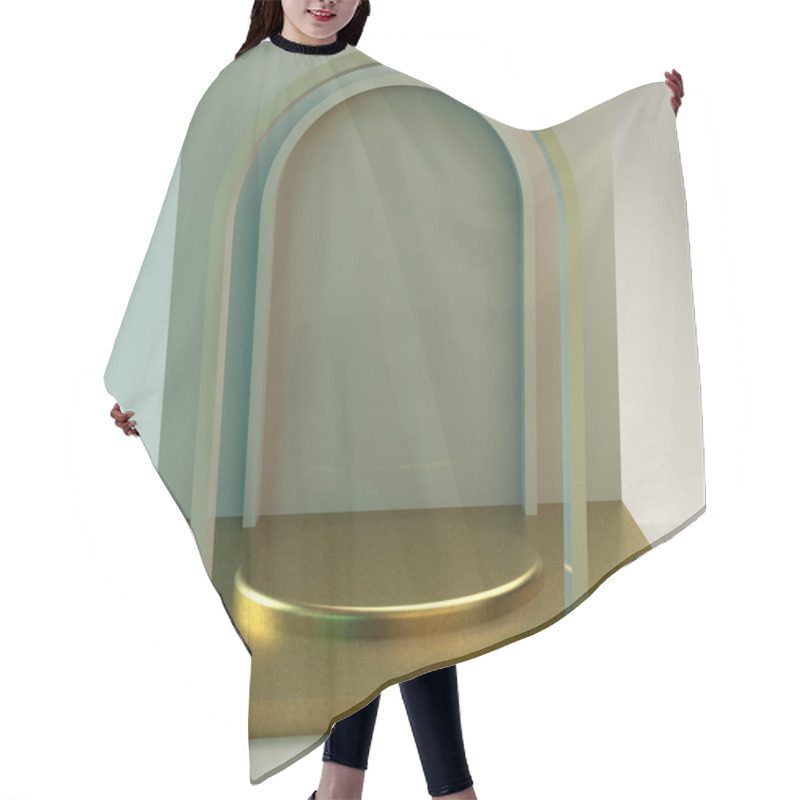 Personality  Scene With Geometric Simple Shapes. Golden Podium, Soft Light. 3d Illustration Hair Cutting Cape