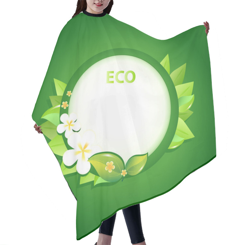 Personality  Green Leaf Frame Illustration With Flowers Hair Cutting Cape