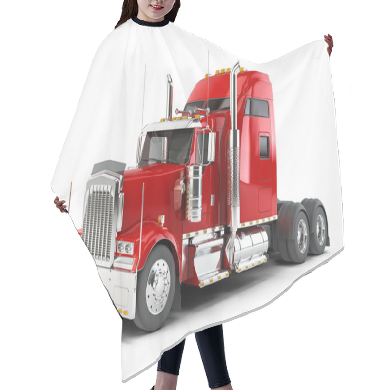 Personality  Red American Truck Isolated On White Background Hair Cutting Cape