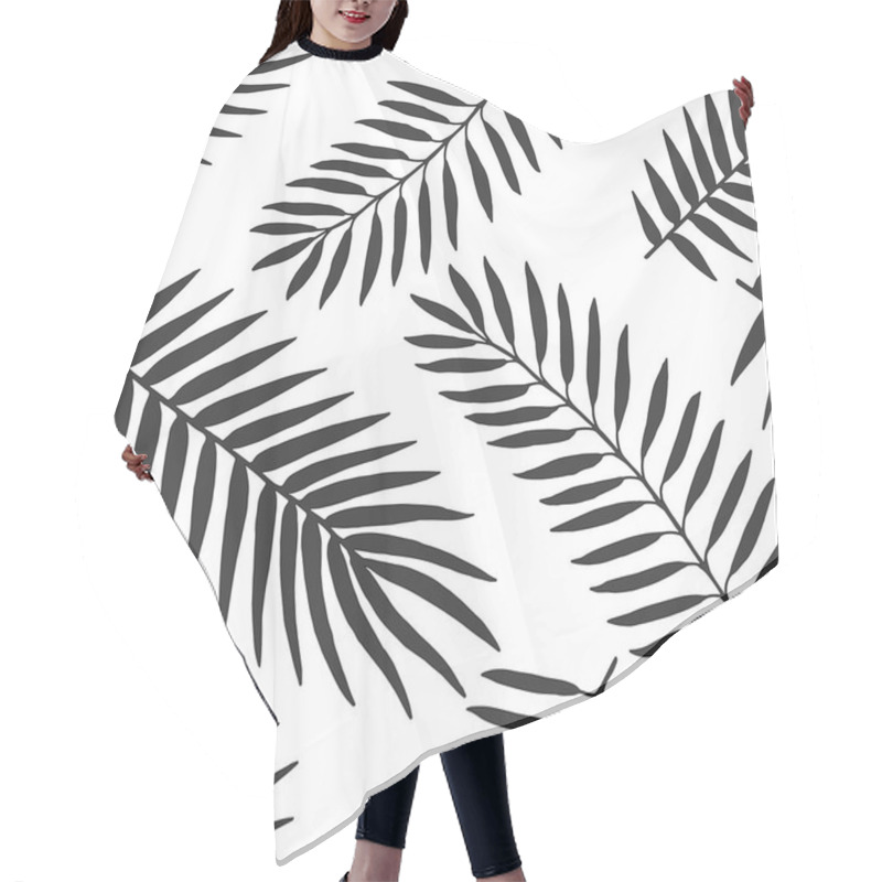 Personality  Hand Drawn Vector Black And White Palm Leaves Seamless Pattern Hair Cutting Cape