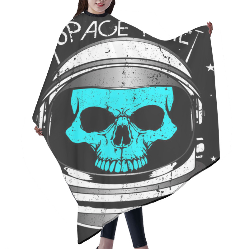 Personality  Skull Astronaut Illustration Fashion Style Hair Cutting Cape