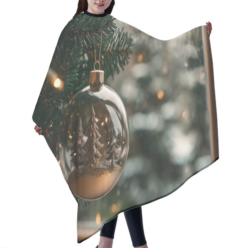 Personality  Christmas Ornaments Hanging On A Tree Near A Window, With Natural Light Enhancing The Holiday Mood. Generated With AI Hair Cutting Cape