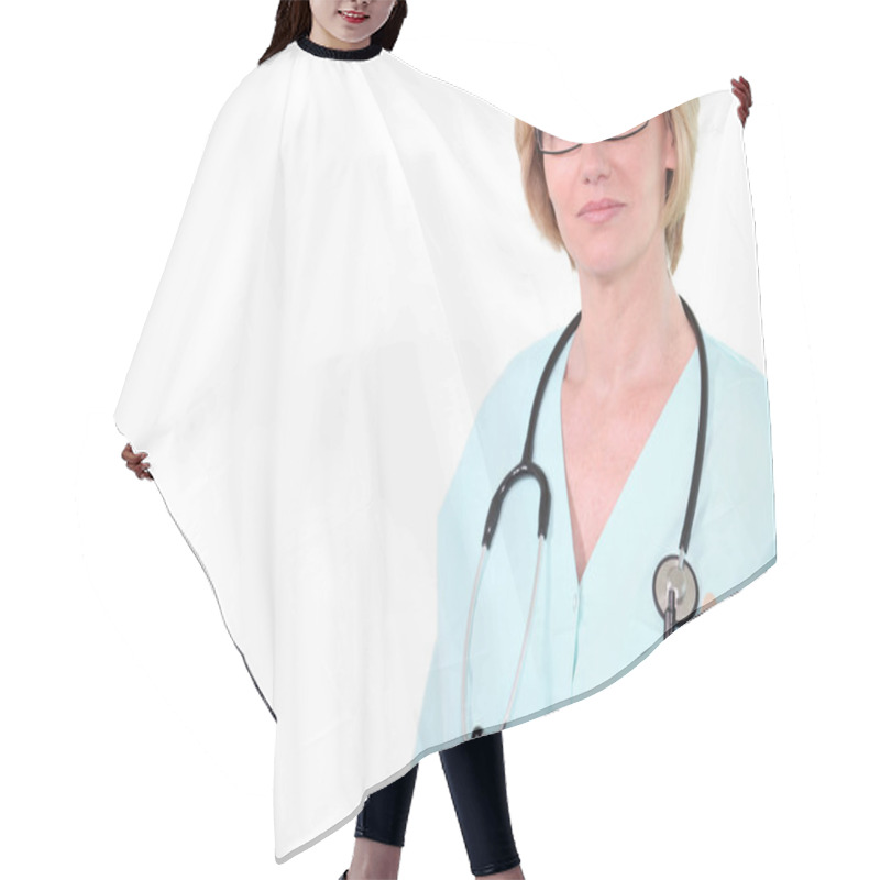 Personality  Portrait Of A Medical Professional Hair Cutting Cape