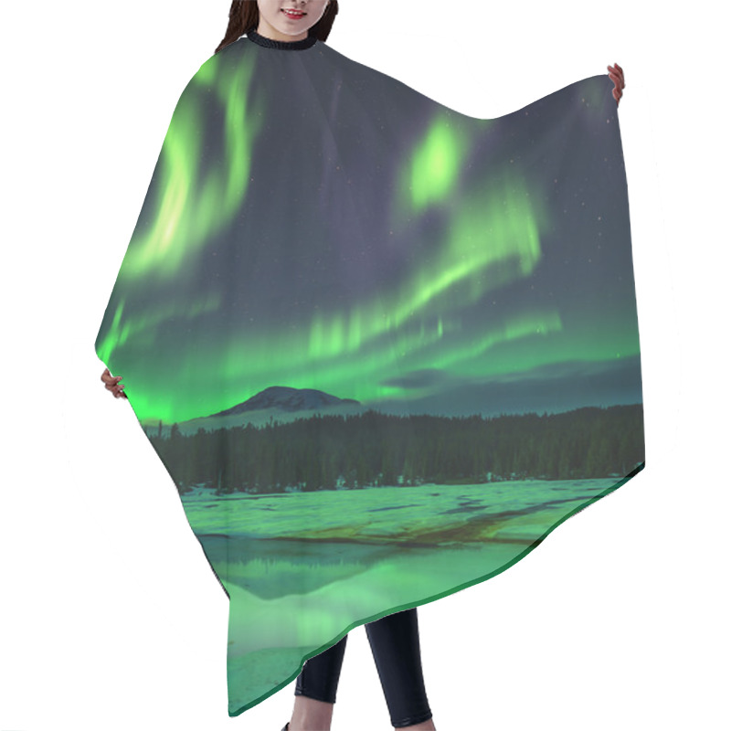 Personality  Aurora Borealis Over Frozen Lake Hair Cutting Cape