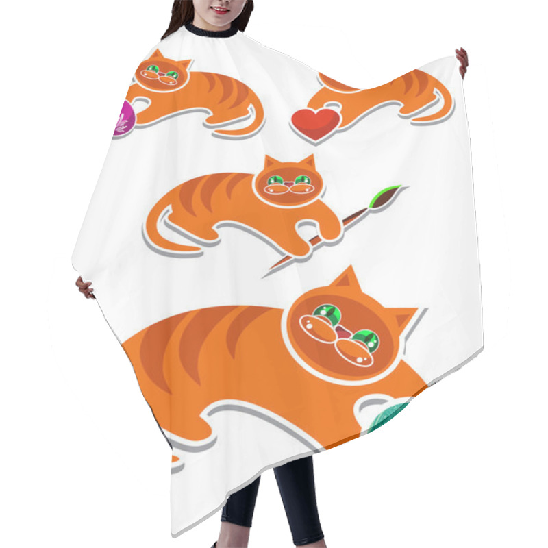 Personality  Complete Set Of Cheerful Red Kittens Hair Cutting Cape