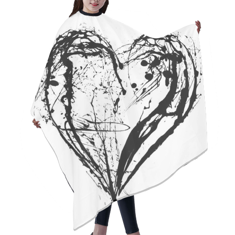 Personality  Abstract Valentine Black Heart On White Background Hair Cutting Cape