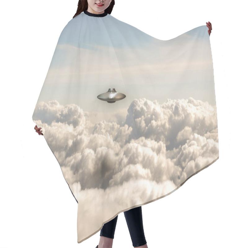 Personality  3d Illustration Of An Unidentified Flying Object Over A Huge Cloudscape  Hair Cutting Cape