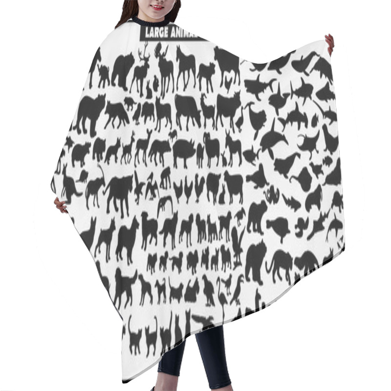 Personality  Animals Silhouette Collection On White Background Hair Cutting Cape