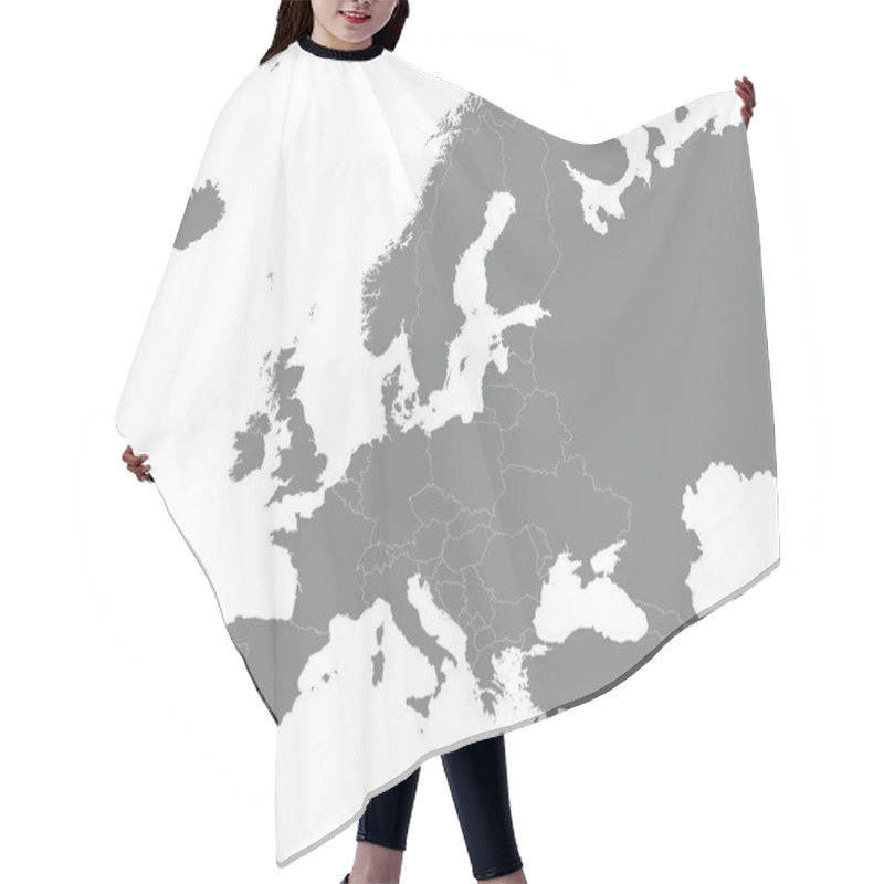 Personality  Black CMYK National Map Of MALTA Inside Detailed Gray Blank Political Map Of European Continent On Transparent Background Using Mercator Projection Hair Cutting Cape